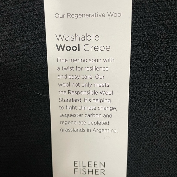 Eileen Fisher Black Wool Crepe Swing Midi Dress Petite Small - Picture 4 of 8